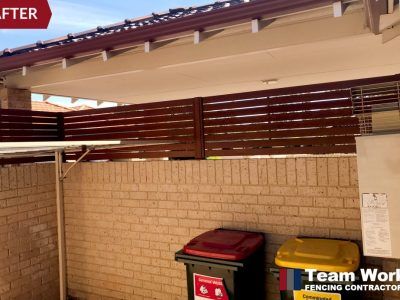 Before After Photos - Jarrah Aluminium Vertical Slat Fencing on Top of Brick Wall