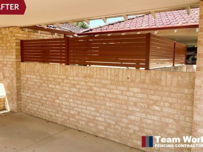 Before After Photos - Jarrah Aluminium Vertical Slat Fencing on Top of Brick Wall