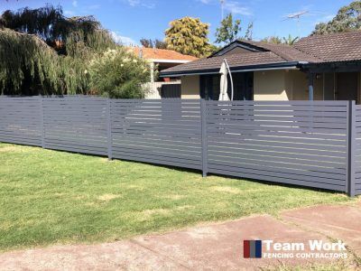 Horizontal Aluminium Slat Fencing Installation in Hamersley, WA