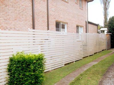 Horizontal White Powder Coated EZI Slat Aluminium Fencing Perth WA