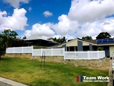 Front-View PVC White Picket Fencing Perth WA