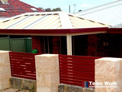 Red Ezi Slat Fencing and Gates in Perth Western Australia