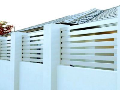 White Horizontal EZI Slat Fence Perth