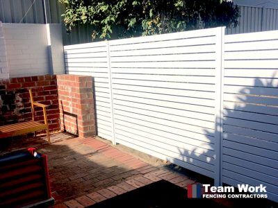 White Aluminium EZI Slat Fencing and Gate Perth