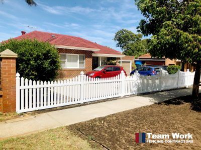 White PVC Curved Top Picket Fence Perth