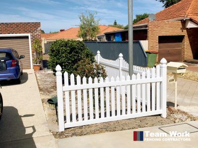 White PVC Curved Top Picket Fence Perth